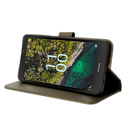 For Nokia C100 4G Diamond Texture Stand Wallet Phone Case PU Leather + TPU Full Protection Cover