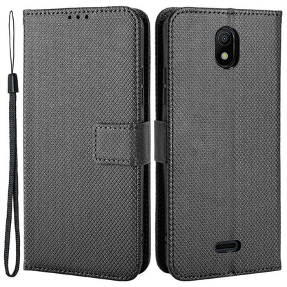 For Nokia C100 4G Diamond Texture Stand Wallet Phone Case PU Leather + TPU Full Protection Cover