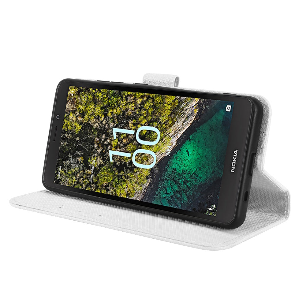 For Nokia C100 4G Diamond Texture Stand Wallet Phone Case PU Leather + TPU Full Protection Cover