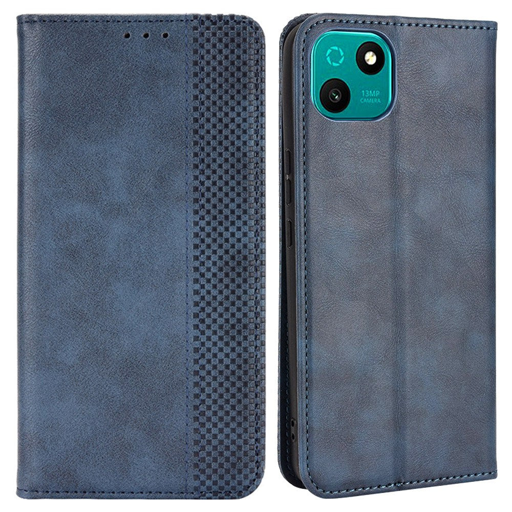 For Wiko T10 4G Retro Texture Magnetic Auto-absorbed Phone Drop-proof Case PU Leather Wallet Stand Cover