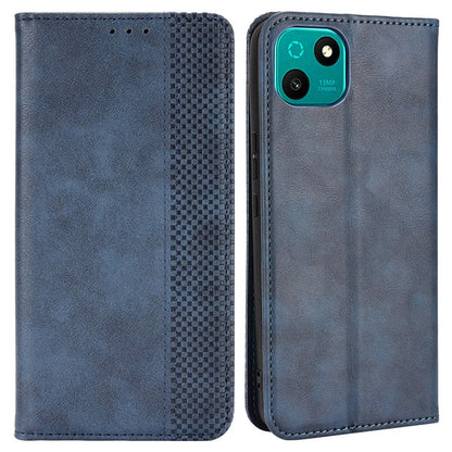 For Wiko T10 4G Retro Texture Magnetic Auto-absorbed Phone Drop-proof Case PU Leather Wallet Stand Cover