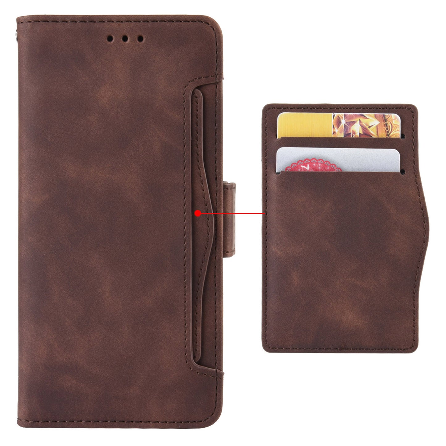 Multiple Card Slots Phone Case for Wiko T10 4G, Double Magnetic Clasp PU Leather Stand Wallet Protective Cover