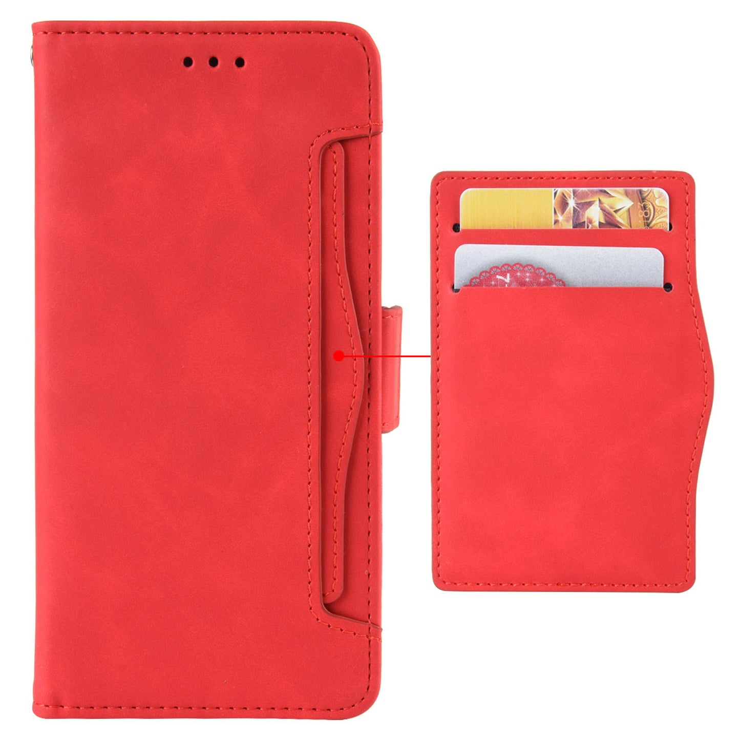 Multiple Card Slots Phone Case for Wiko T10 4G, Double Magnetic Clasp PU Leather Stand Wallet Protective Cover
