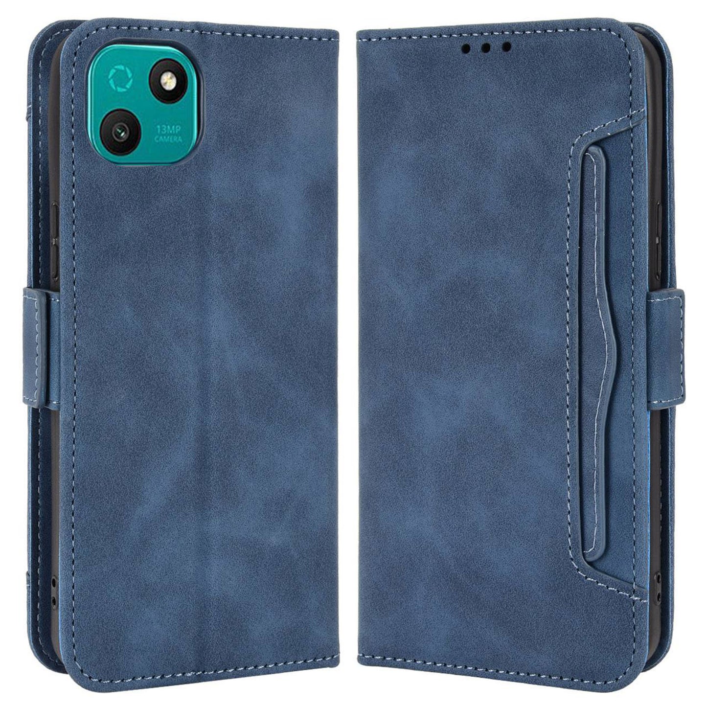 Multiple Card Slots Phone Case for Wiko T10 4G, Double Magnetic Clasp PU Leather Stand Wallet Protective Cover