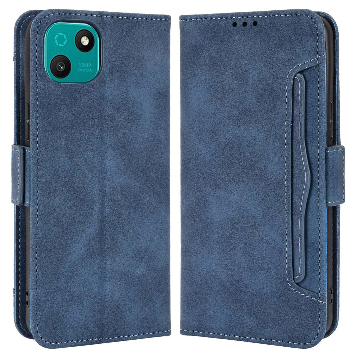 Multiple Card Slots Phone Case for Wiko T10 4G, Double Magnetic Clasp PU Leather Stand Wallet Protective Cover