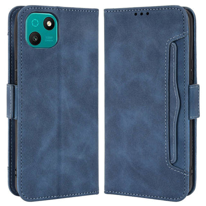 Multiple Card Slots Phone Case for Wiko T10 4G, Double Magnetic Clasp PU Leather Stand Wallet Protective Cover