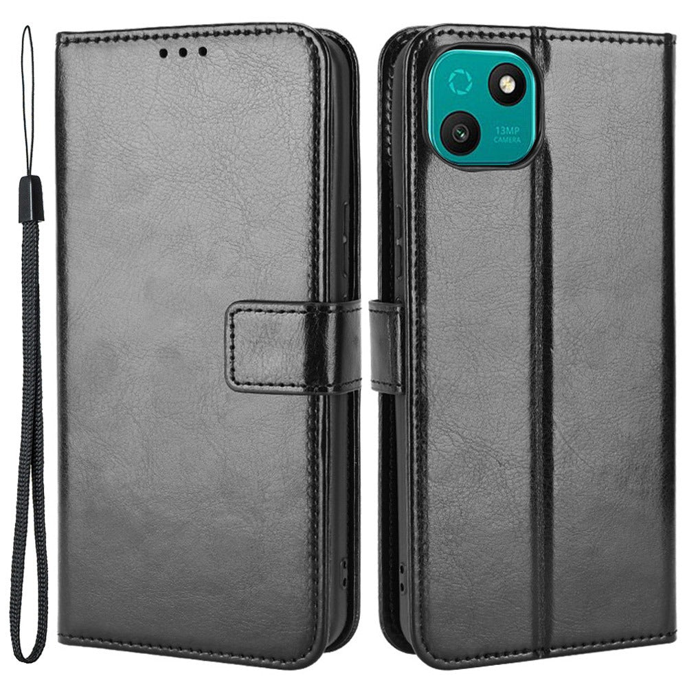 For Wiko T10 4G Phone Stand Wallet Case Crazy Horse Texture PU Leather Cover Protective Shell