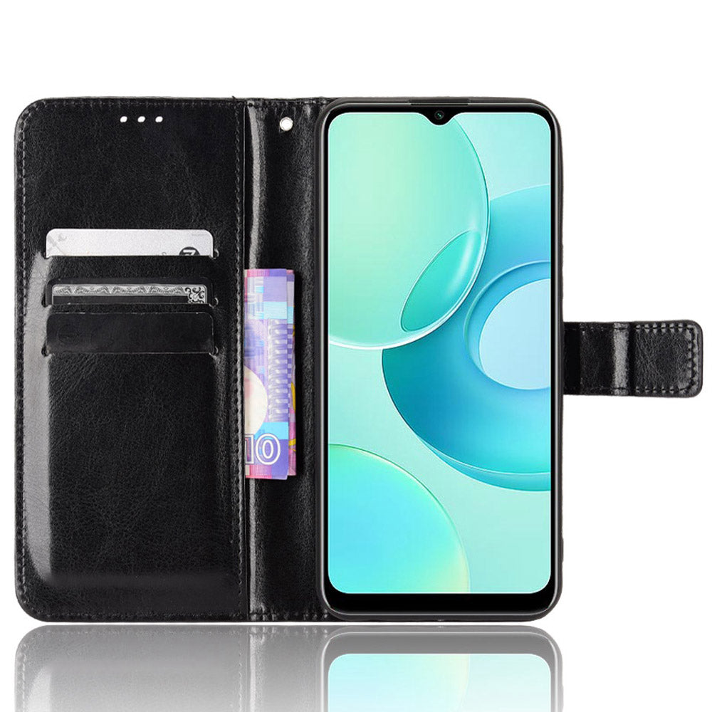 For Wiko T10 4G Phone Stand Wallet Case Crazy Horse Texture PU Leather Cover Protective Shell