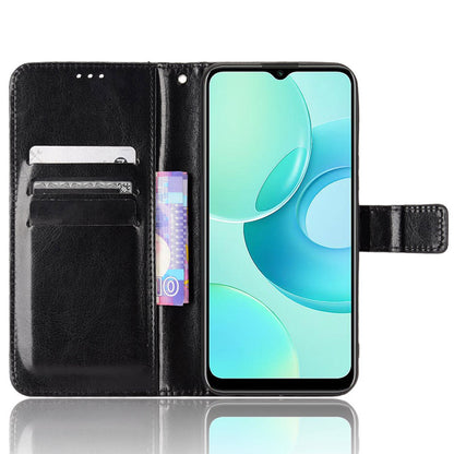 For Wiko T10 4G Phone Stand Wallet Case Crazy Horse Texture PU Leather Cover Protective Shell