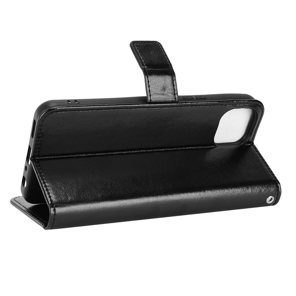 For Wiko T10 4G Phone Stand Wallet Case Crazy Horse Texture PU Leather Cover Protective Shell