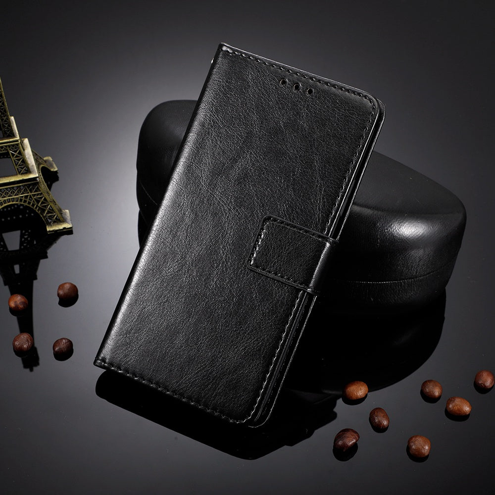 For Wiko T10 4G Phone Stand Wallet Case Crazy Horse Texture PU Leather Cover Protective Shell