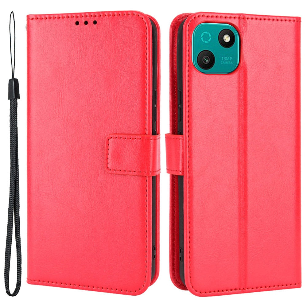 For Wiko T10 4G Phone Stand Wallet Case Crazy Horse Texture PU Leather Cover Protective Shell