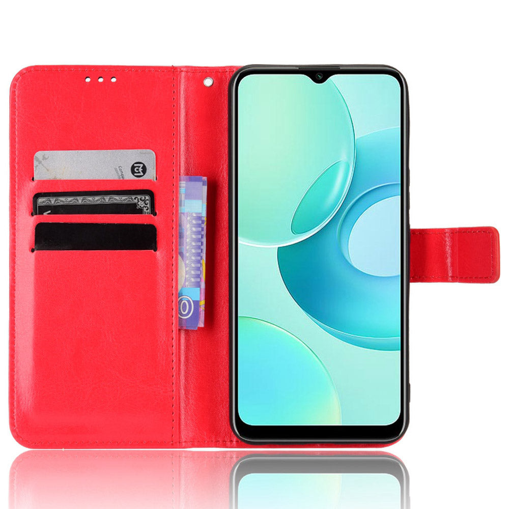 For Wiko T10 4G Phone Stand Wallet Case Crazy Horse Texture PU Leather Cover Protective Shell