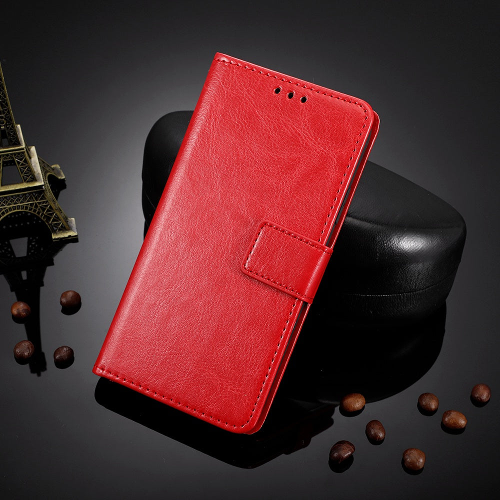 For Wiko T10 4G Phone Stand Wallet Case Crazy Horse Texture PU Leather Cover Protective Shell