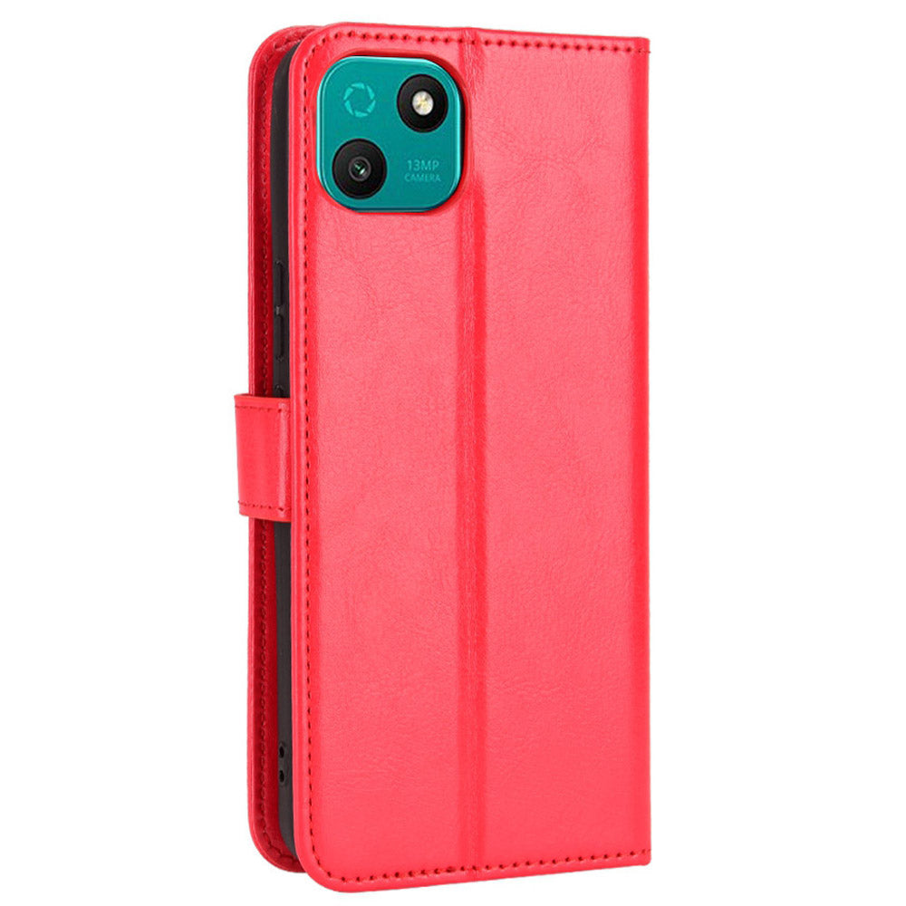 For Wiko T10 4G Phone Stand Wallet Case Crazy Horse Texture PU Leather Cover Protective Shell