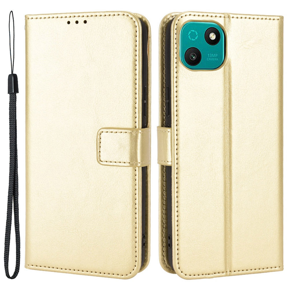 For Wiko T10 4G Phone Stand Wallet Case Crazy Horse Texture PU Leather Cover Protective Shell