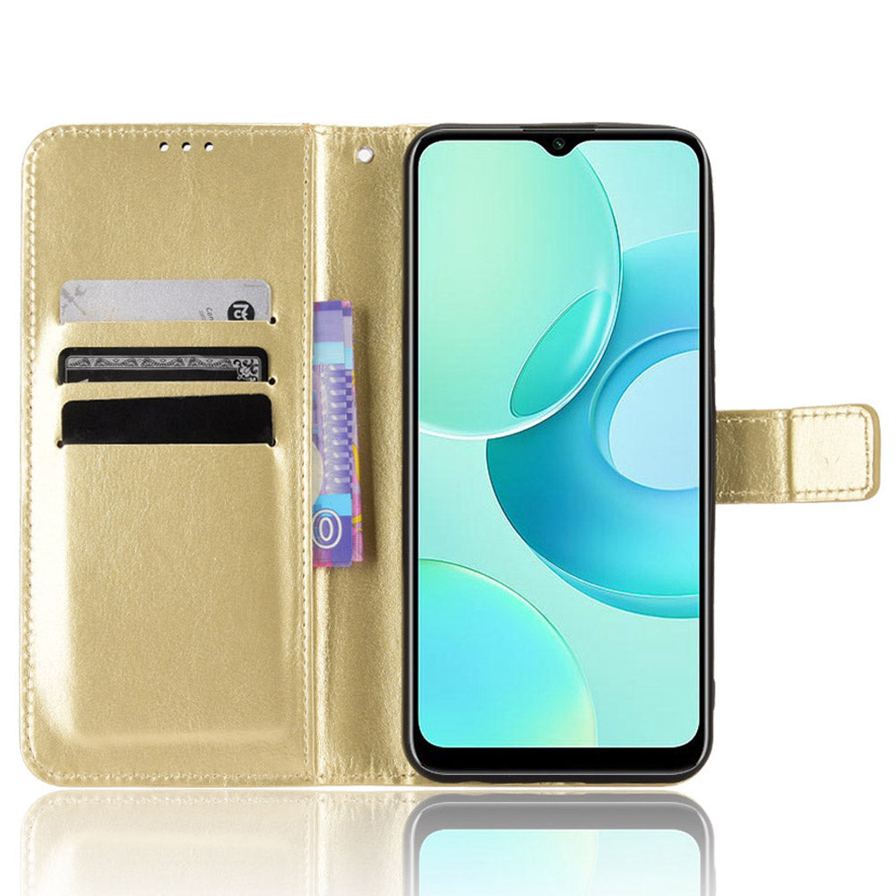 For Wiko T10 4G Phone Stand Wallet Case Crazy Horse Texture PU Leather Cover Protective Shell