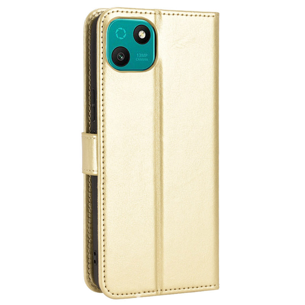 For Wiko T10 4G Phone Stand Wallet Case Crazy Horse Texture PU Leather Cover Protective Shell