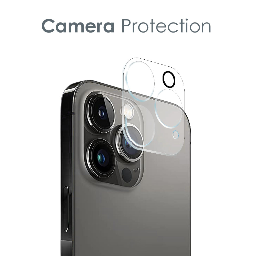 NORTHJO For iPhone 13 Pro 6.1 inch Transparent TPU Phone Case with 9H Tempered Glass Rear Lens Cover Screen Protector