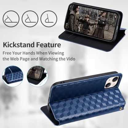 For Infinix Hot 12i 4G X665 Imprinted Rhombus Pattern Magnetic Absorption Leather Case Viewing Stand Shockproof Flip Wallet Cover