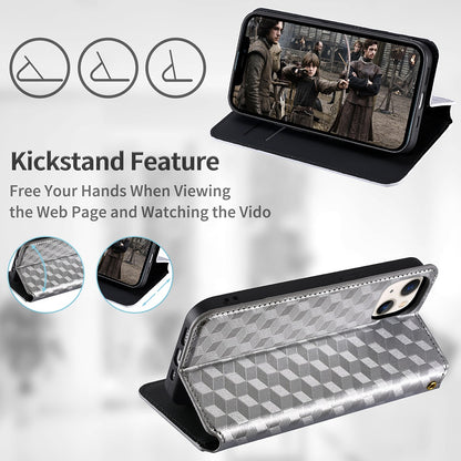 For Infinix Hot 12i 4G X665 Imprinted Rhombus Pattern Magnetic Absorption Leather Case Viewing Stand Shockproof Flip Wallet Cover