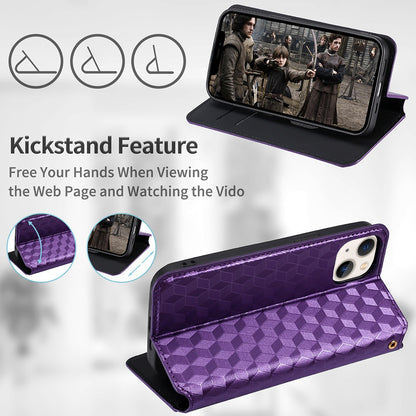 For Infinix Hot 12i 4G X665 Imprinted Rhombus Pattern Magnetic Absorption Leather Case Viewing Stand Shockproof Flip Wallet Cover