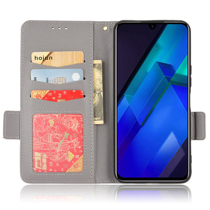 For Infinix Note 12 4G X663, X663C, X663D PU Leather Litchi Texture Phone Case Stand Function Dual Magnetic Clasp Flip Wallet Cover