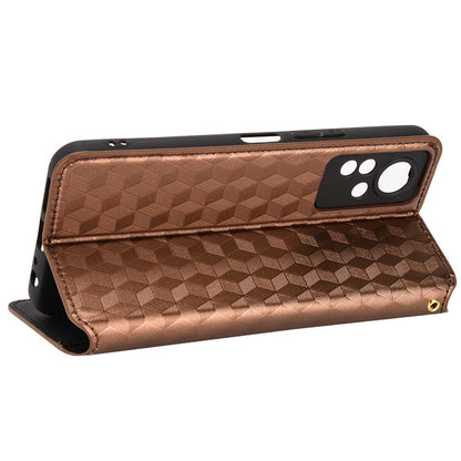 For Infinix Note 12 4G X663, X663C, X663D Imprinted Rhombus Pattern Wallet Design Flip Case PU Leather Magnetic Auto-absorbed Stand Cover