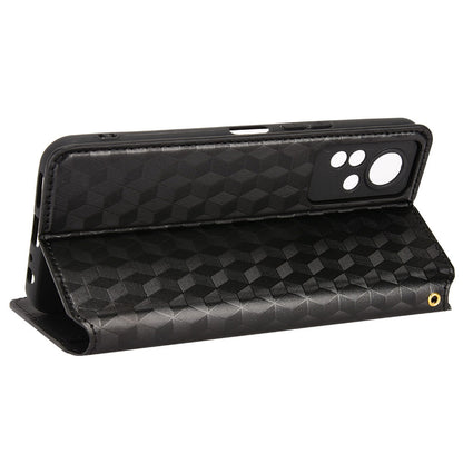 For Infinix Note 12 4G X663, X663C, X663D Imprinted Rhombus Pattern Wallet Design Flip Case PU Leather Magnetic Auto-absorbed Stand Cover