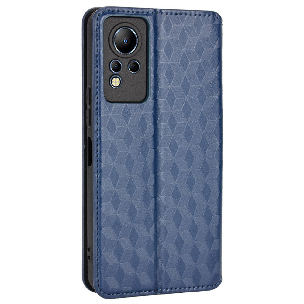 For Infinix Note 12 4G X663, X663C, X663D Imprinted Rhombus Pattern Wallet Design Flip Case PU Leather Magnetic Auto-absorbed Stand Cover
