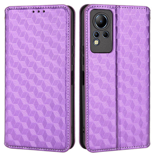 For Infinix Note 12 4G X663, X663C, X663D Imprinted Rhombus Pattern Wallet Design Flip Case PU Leather Magnetic Auto-absorbed Stand Cover