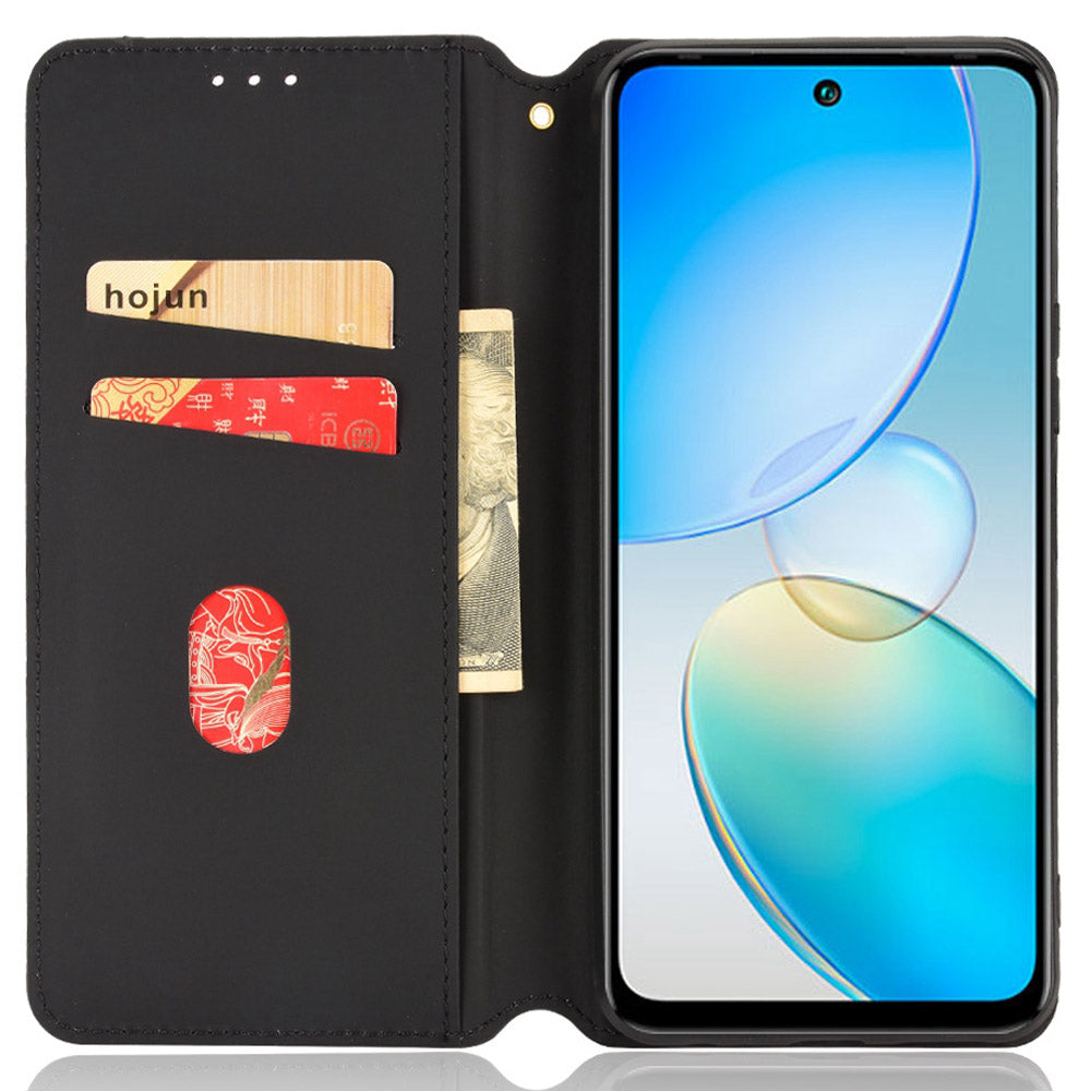 For Infinix Hot 12 4G X6817 PU Leather Flip Wallet Case Stand Feature Imprinted Rhombus Pattern Magnetic Auto Closing Cover