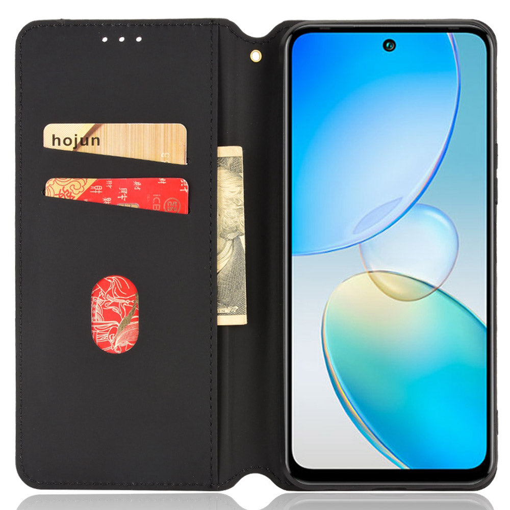 For Infinix Hot 12 4G X6817 PU Leather Flip Wallet Case Stand Feature Imprinted Rhombus Pattern Magnetic Auto Closing Cover