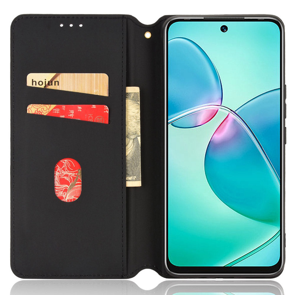 For Infinix Hot 12 Play 4G X6816C/Hot 12 Play NFC 4G PU Leather Wallet Case Rhombus Pattern Imprinted Magnetic Absorption Flip Folio Stand Cover