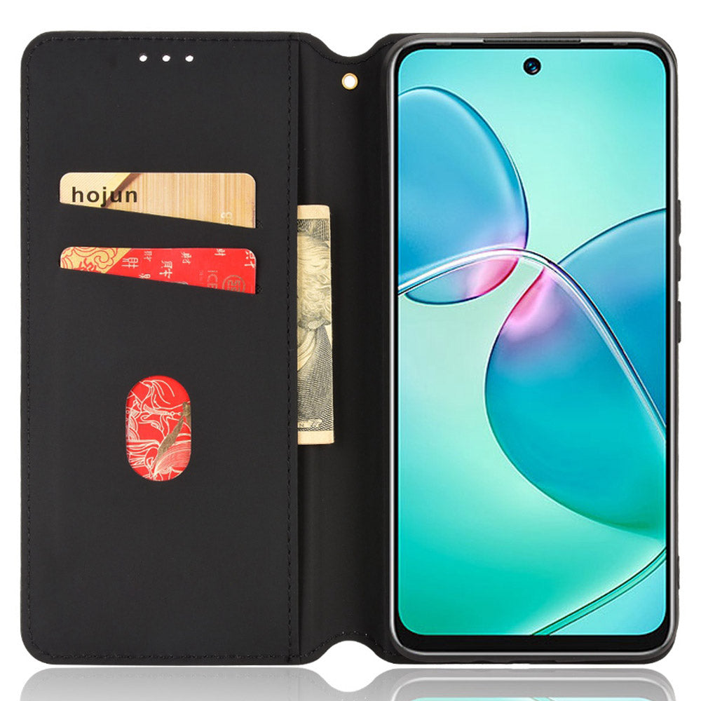 For Infinix Hot 12 Play 4G X6816C/Hot 12 Play NFC 4G PU Leather Wallet Case Rhombus Pattern Imprinted Magnetic Absorption Flip Folio Stand Cover
