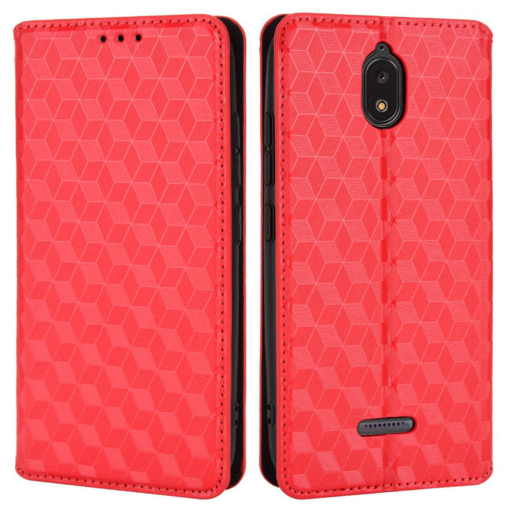 For Hot Pepper Serrano 3 PU Leather Stand Wallet Case Rhombus Imprint Magnetic Auto Closing Phone Drop-proof Cover