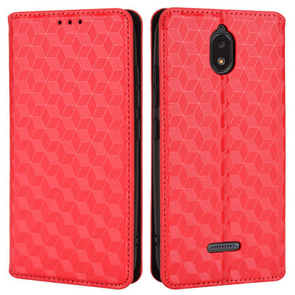 For Hot Pepper Serrano 3 PU Leather Stand Wallet Case Rhombus Imprint Magnetic Auto Closing Phone Drop-proof Cover