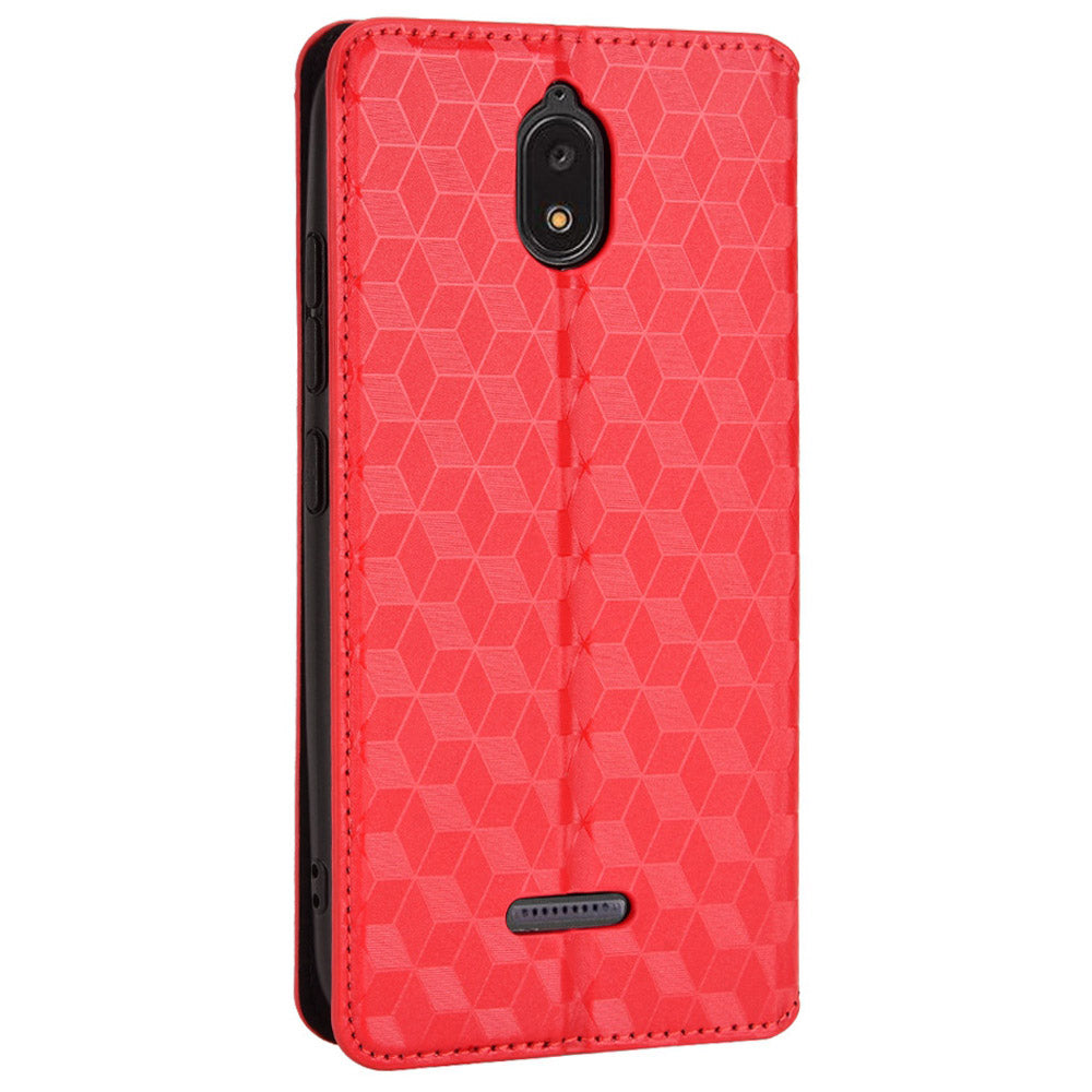 For Hot Pepper Serrano 3 PU Leather Stand Wallet Case Rhombus Imprint Magnetic Auto Closing Phone Drop-proof Cover