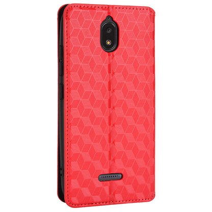 For Hot Pepper Serrano 3 PU Leather Stand Wallet Case Rhombus Imprint Magnetic Auto Closing Phone Drop-proof Cover