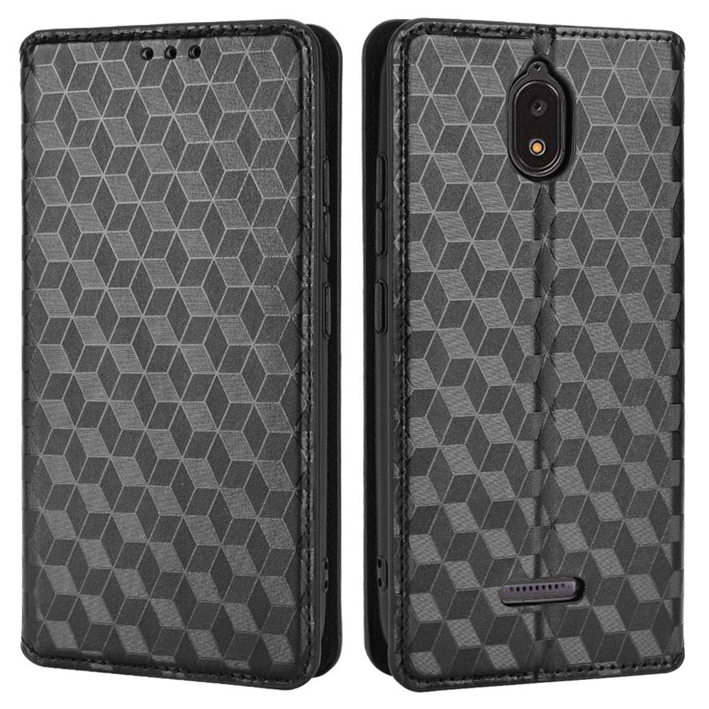 For Hot Pepper Serrano 3 PU Leather Stand Wallet Case Rhombus Imprint Magnetic Auto Closing Phone Drop-proof Cover