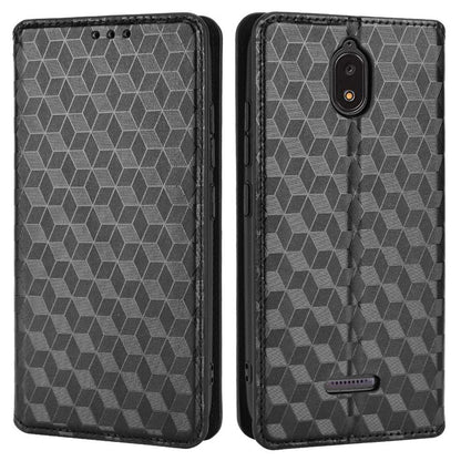 For Hot Pepper Serrano 3 PU Leather Stand Wallet Case Rhombus Imprint Magnetic Auto Closing Phone Drop-proof Cover