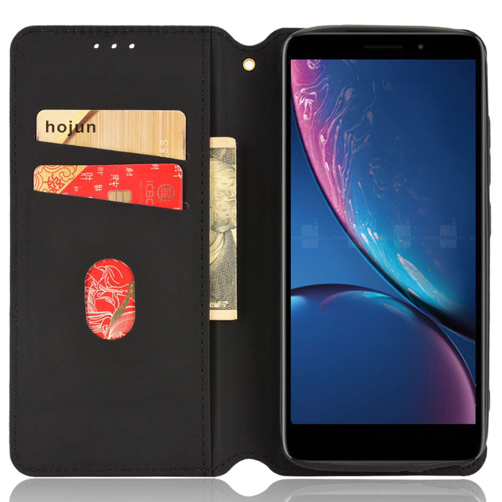 For Hot Pepper Serrano 3 PU Leather Stand Wallet Case Rhombus Imprint Magnetic Auto Closing Phone Drop-proof Cover
