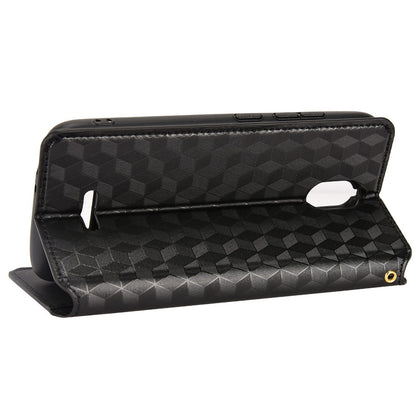 For Hot Pepper Serrano 3 PU Leather Stand Wallet Case Rhombus Imprint Magnetic Auto Closing Phone Drop-proof Cover