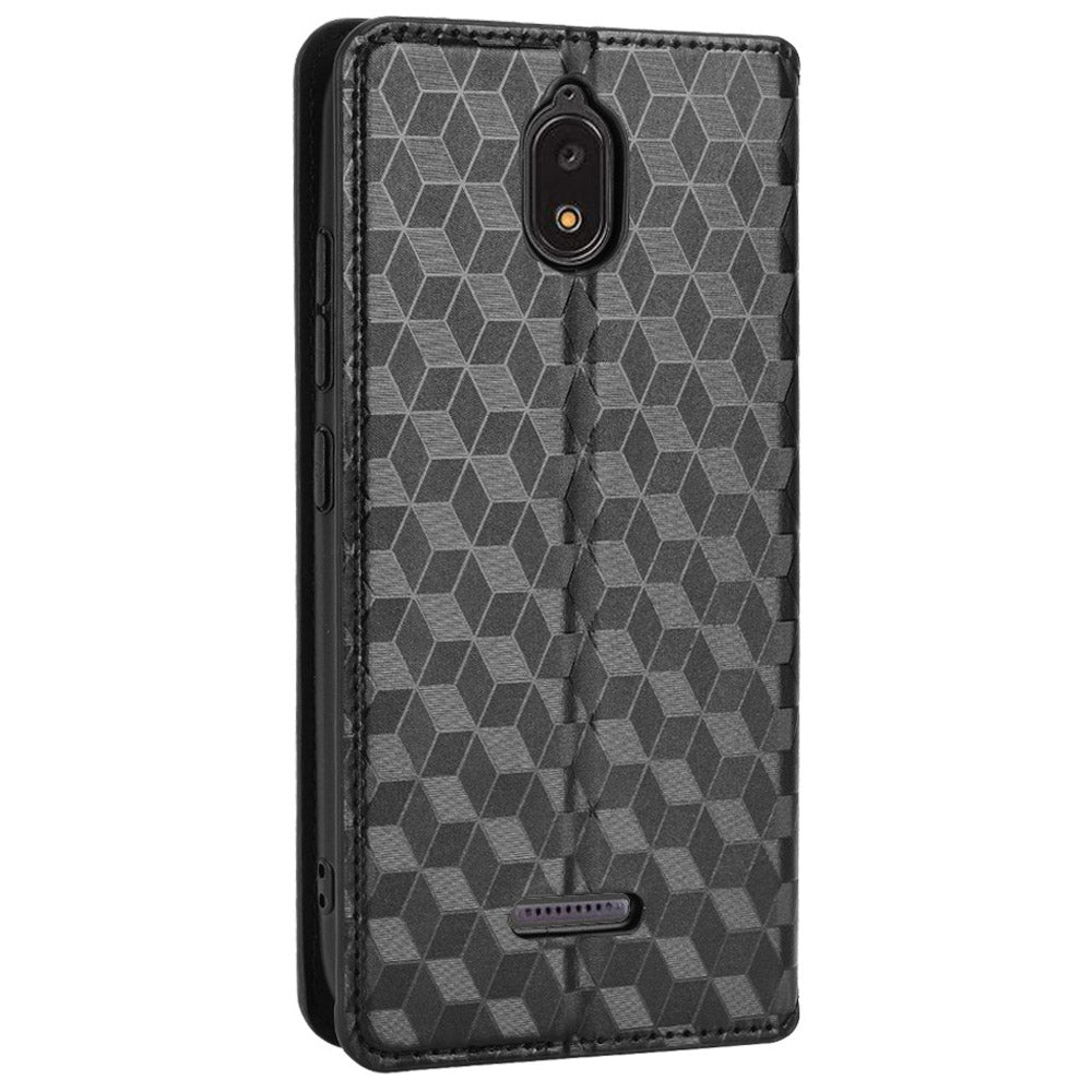 For Hot Pepper Serrano 3 PU Leather Stand Wallet Case Rhombus Imprint Magnetic Auto Closing Phone Drop-proof Cover