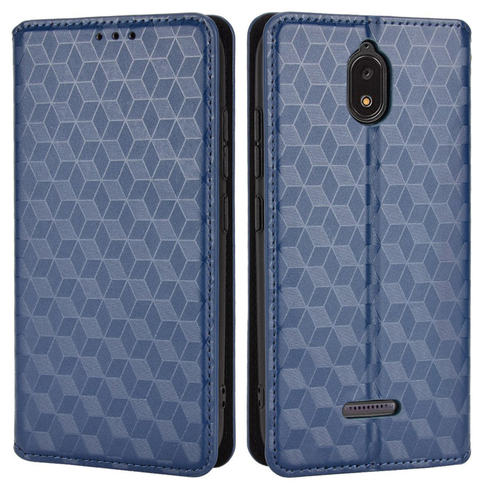 For Hot Pepper Serrano 3 PU Leather Stand Wallet Case Rhombus Imprint Magnetic Auto Closing Phone Drop-proof Cover
