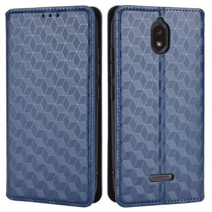 For Hot Pepper Serrano 3 PU Leather Stand Wallet Case Rhombus Imprint Magnetic Auto Closing Phone Drop-proof Cover