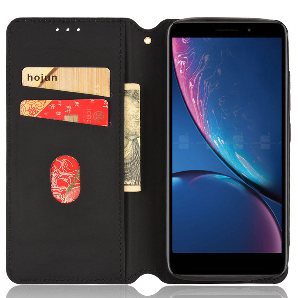 For Hot Pepper Serrano 3 PU Leather Stand Wallet Case Rhombus Imprint Magnetic Auto Closing Phone Drop-proof Cover