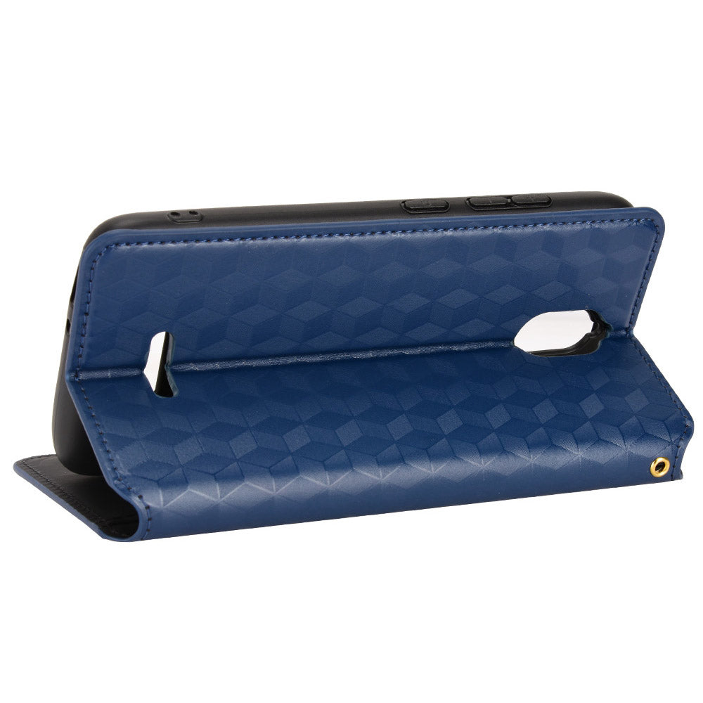 For Hot Pepper Serrano 3 PU Leather Stand Wallet Case Rhombus Imprint Magnetic Auto Closing Phone Drop-proof Cover