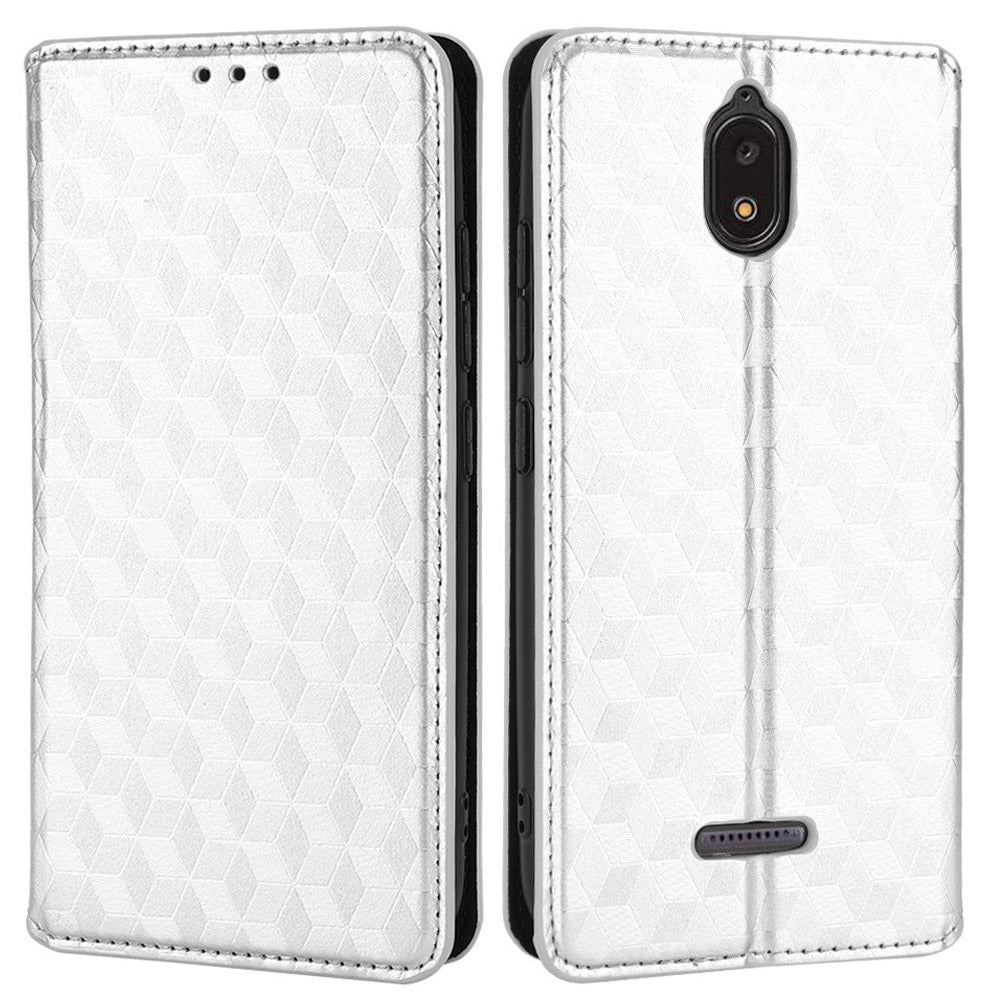 For Hot Pepper Serrano 3 PU Leather Stand Wallet Case Rhombus Imprint Magnetic Auto Closing Phone Drop-proof Cover