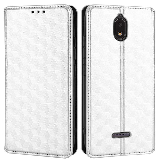 For Hot Pepper Serrano 3 PU Leather Stand Wallet Case Rhombus Imprint Magnetic Auto Closing Phone Drop-proof Cover